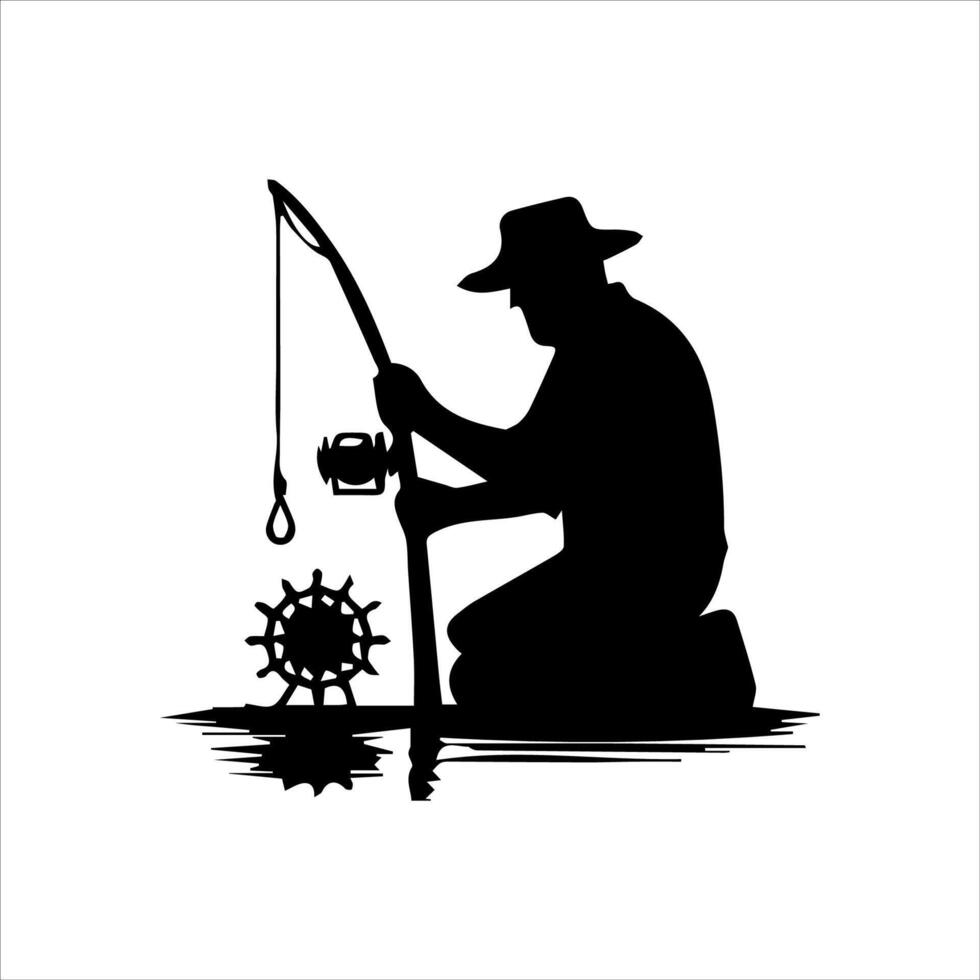 fisherman. Fisher throws spinning vector