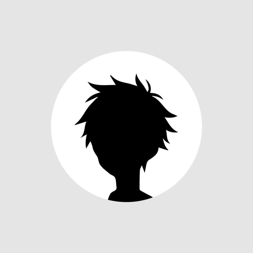 silhouette illustration of a boy in anime style vector