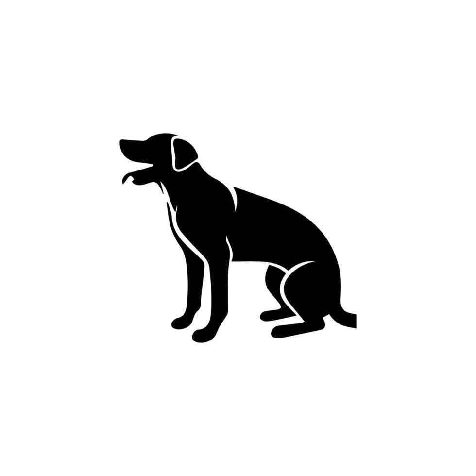 Vector silhouette of dog on white background.