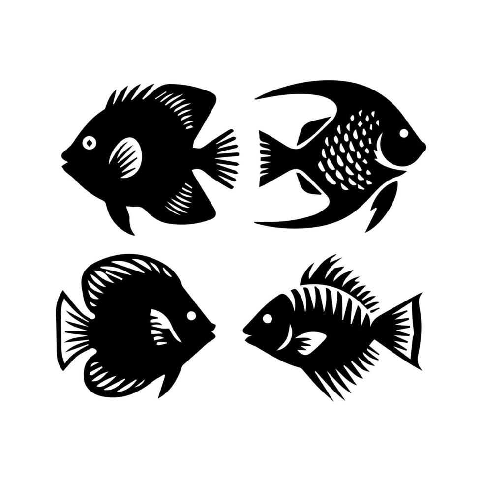 Vector aquarium fish silhouette illustration