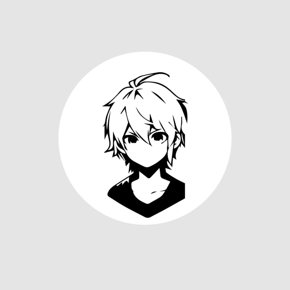 silhouette illustration of a boy in anime style vector