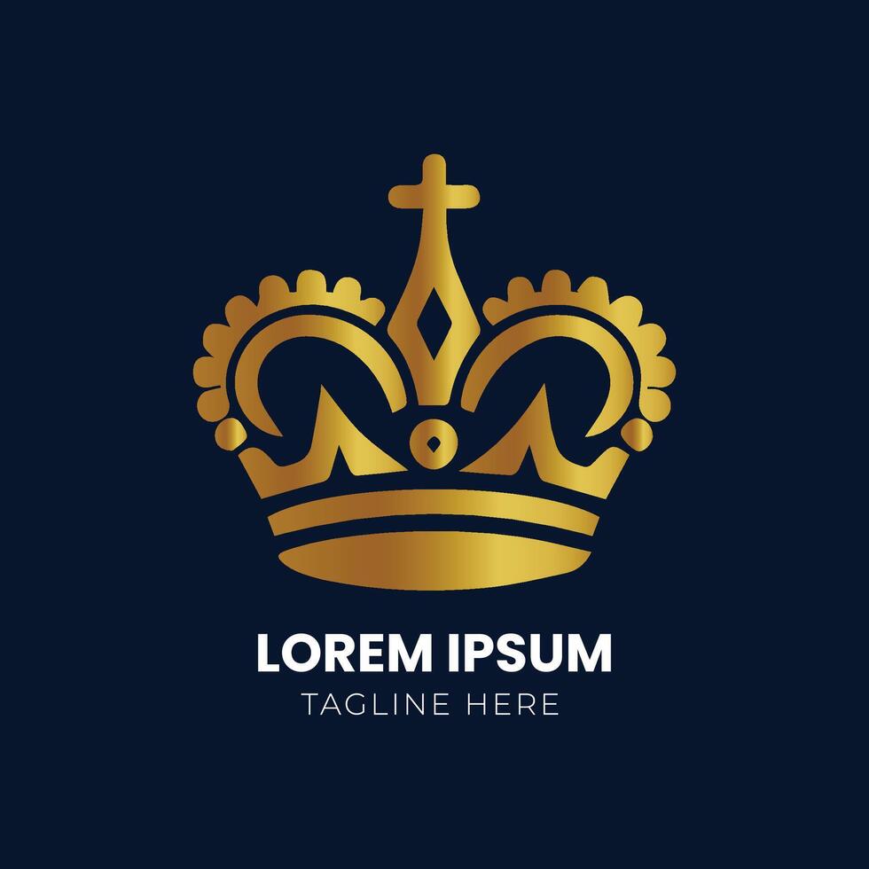 Golden Crown With Gradient Mesh, Vector Illustration