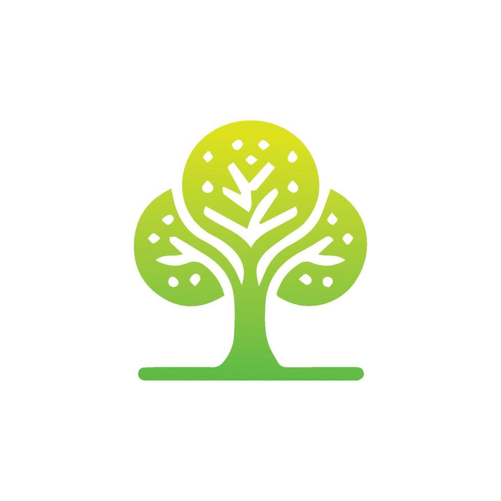 árbol icono concepto de un estilizado árbol con hojas, vector ilustración
