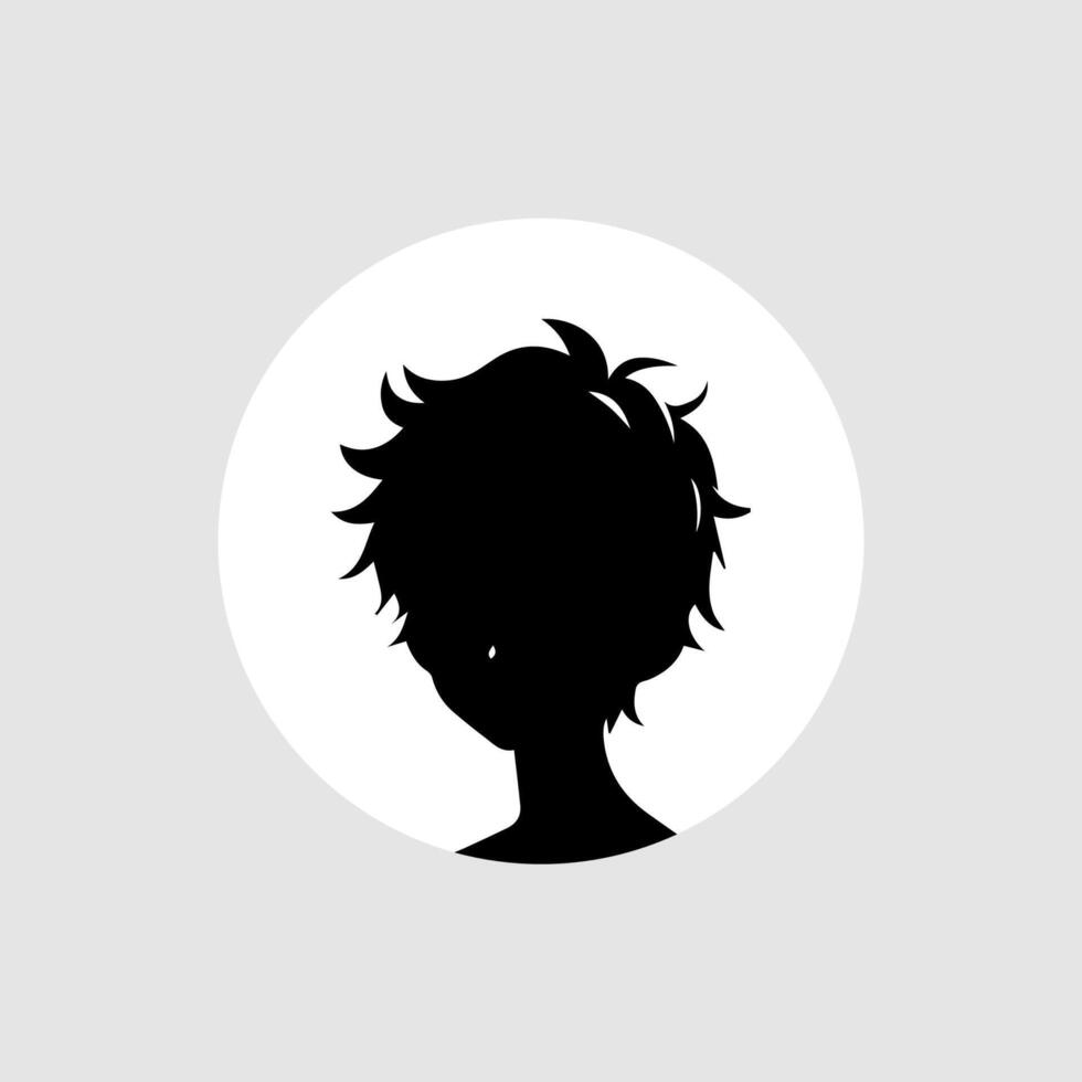 silhouette illustration of a boy in anime style vector