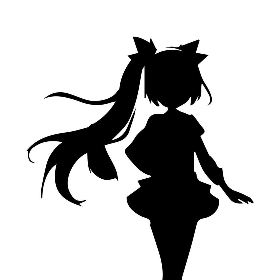 silhouette  girl in anime style Vector illustration Free