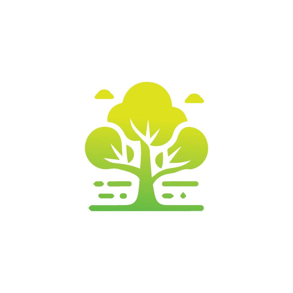 Tree icon concept of a stylized tree with leaves,  vector illustration