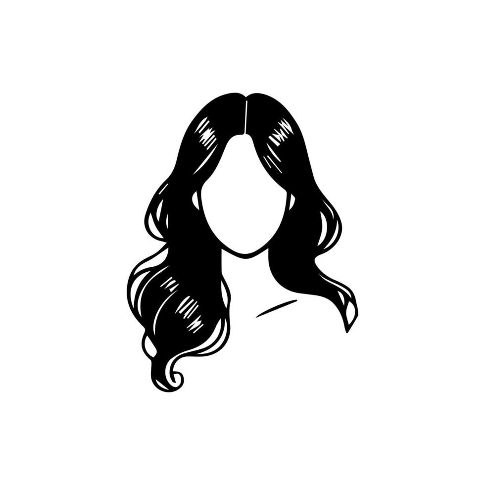 mujer cabeza silueta, cara perfil, viñeta. mano dibujado vector ilustración, aislado en blanco antecedentes. diseño para invitación, saludo tarjeta, Clásico estilo.