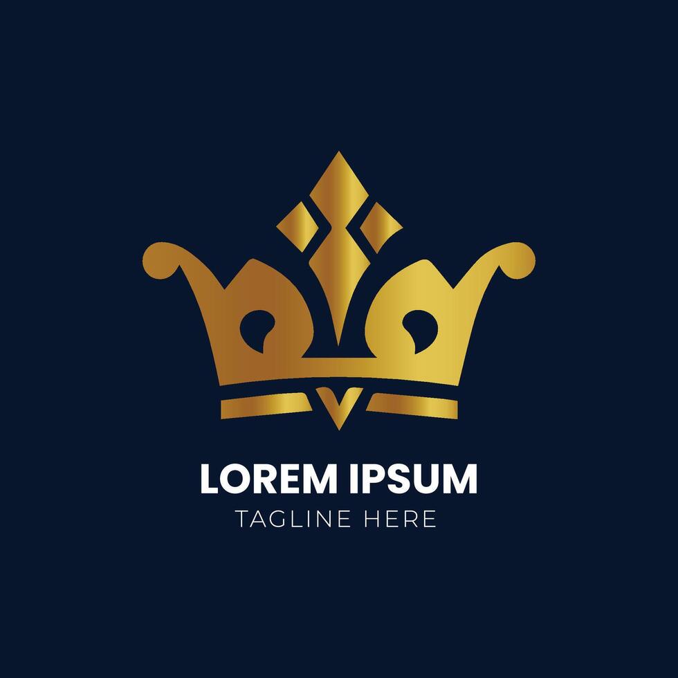 Golden Crown With Gradient Mesh, Vector Illustration