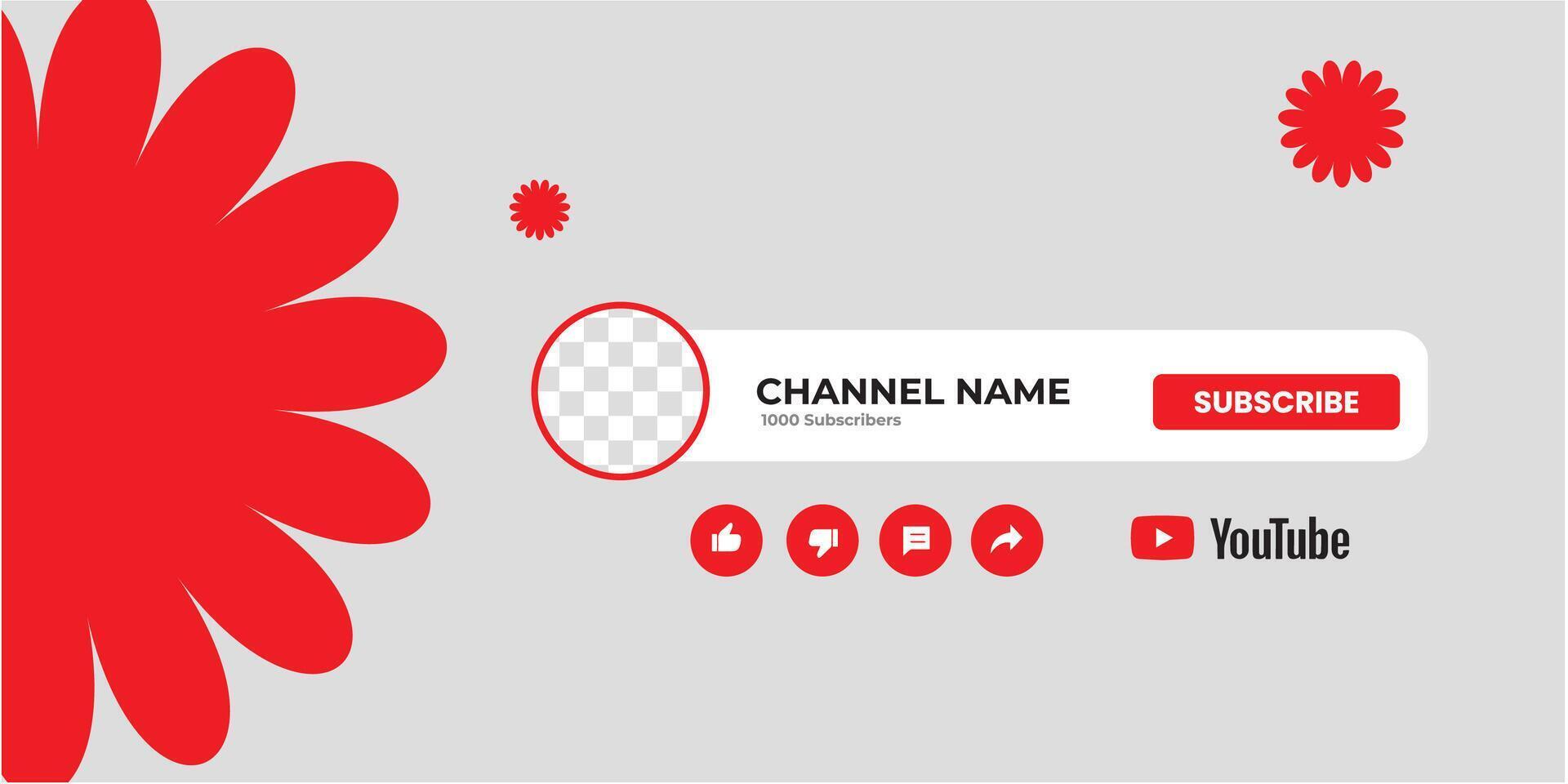 Youtube Channel Cover Wireframe. Youtube Banner For Design Your Channel. Youtube Channel Name Lower Third vector