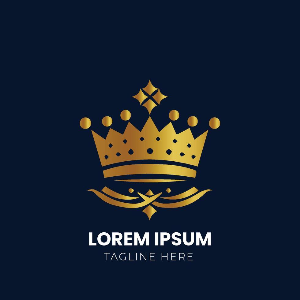 Golden Crown With Gradient Mesh, Vector Illustration
