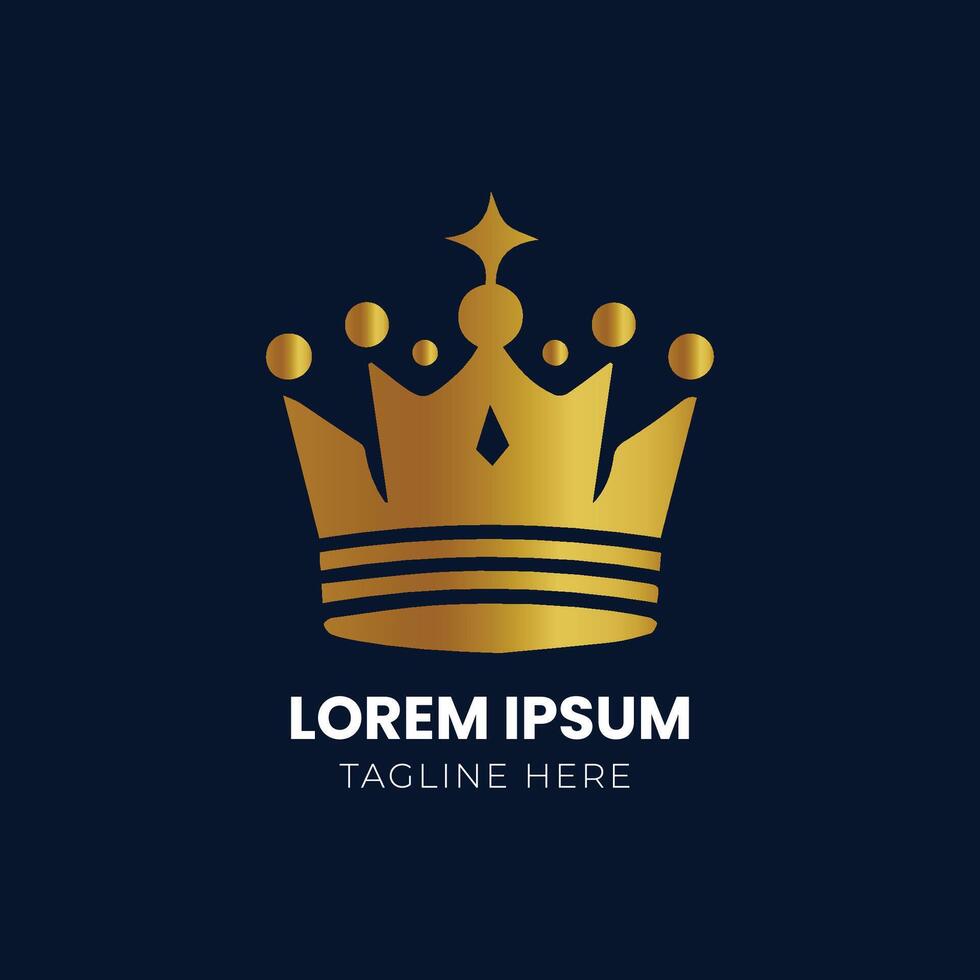 Golden Crown With Gradient Mesh, Vector Illustration