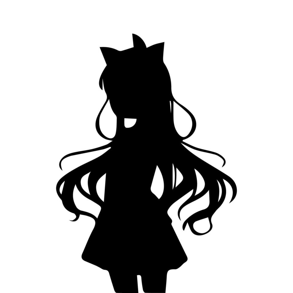 silhouette  girl in anime style Vector illustration Free