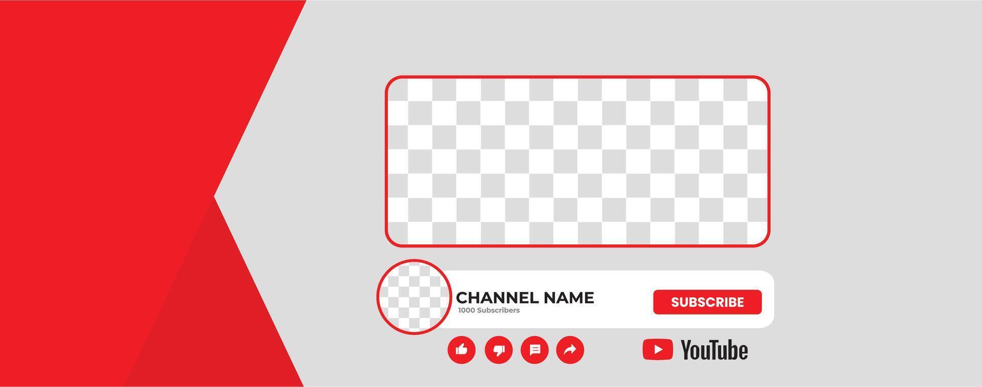 Youtube Channel Cover Wireframe. Youtube Banner For Design Your Channel. Youtube Channel Name Lower Third vector