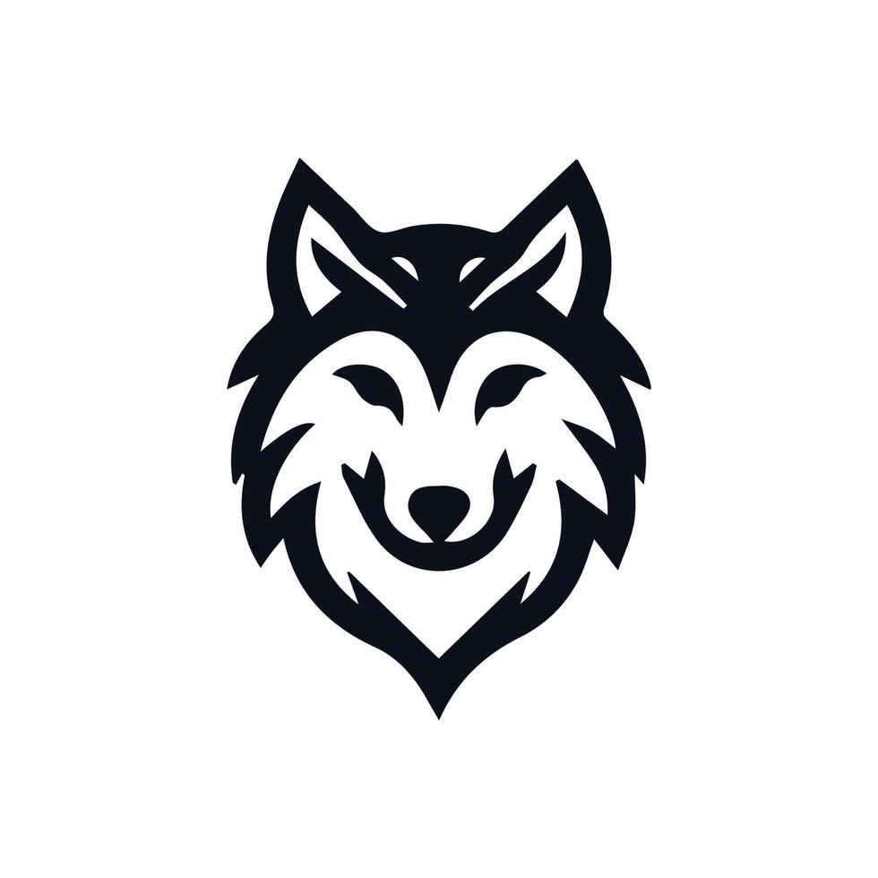 lobo logo frente vista, lobo cabeza silueta logo de animal cara clipart. coyote icono cazador depredador fauna silvestre símbolo vector