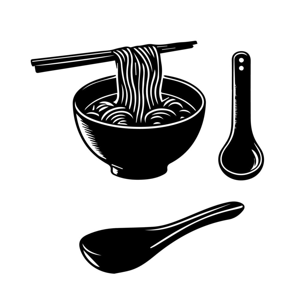 ramen fideos. vector ilustración para mascota logo o pegatinaasiática japonés tradicional comida cocina. acortar arte, menú, póster, imprimir, bandera