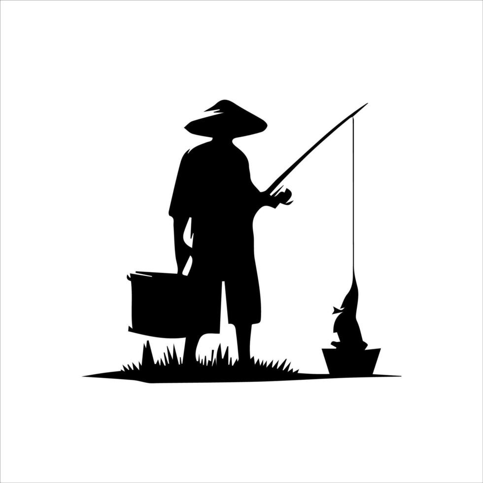 fisherman. Fisher throws spinning vector