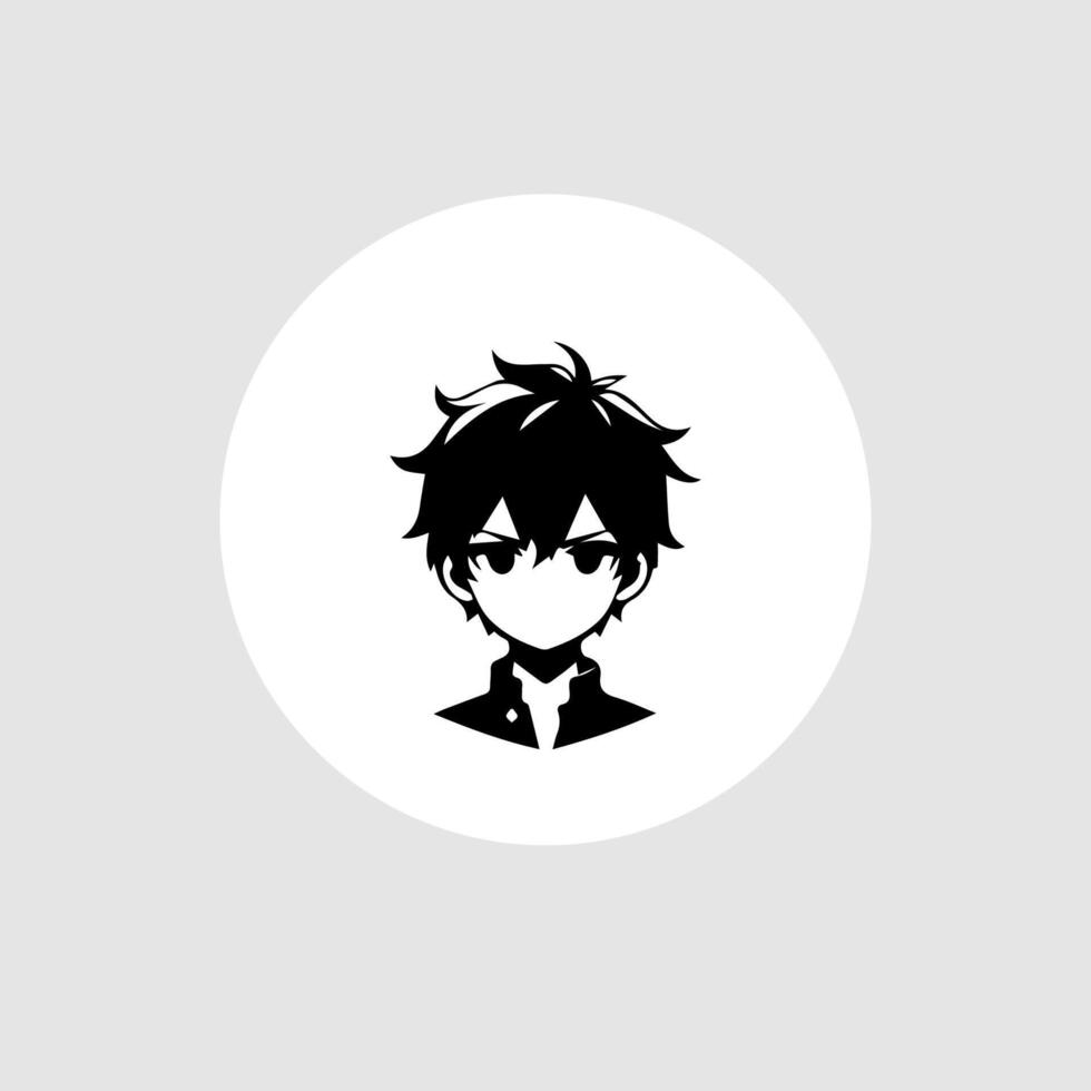 silhouette illustration of a boy in anime style vector