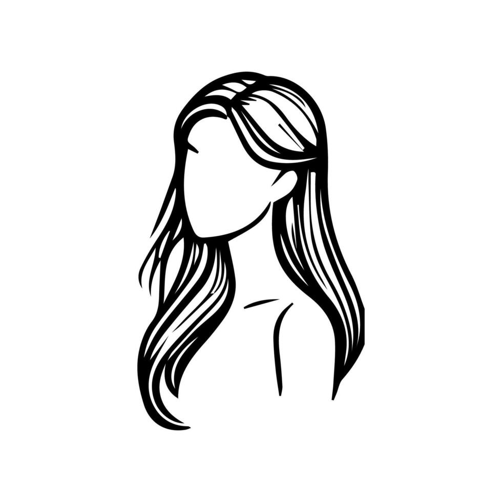 mujer cabeza silueta, cara perfil, viñeta. mano dibujado vector ilustración, aislado en blanco antecedentes. diseño para invitación, saludo tarjeta, Clásico estilo.