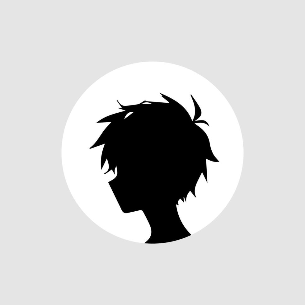 silhouette illustration of a boy in anime style vector