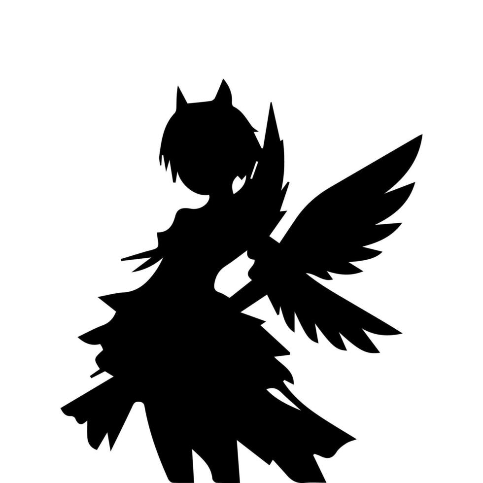 silhouette  girl in anime style Vector illustration Free