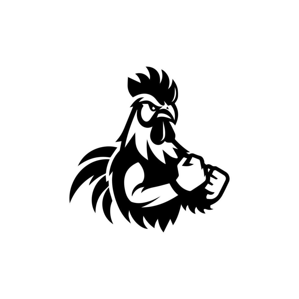 Chicken rooster mascot logo silhouette version vector