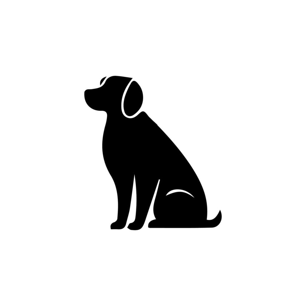 Vector silhouette of dog on white background.