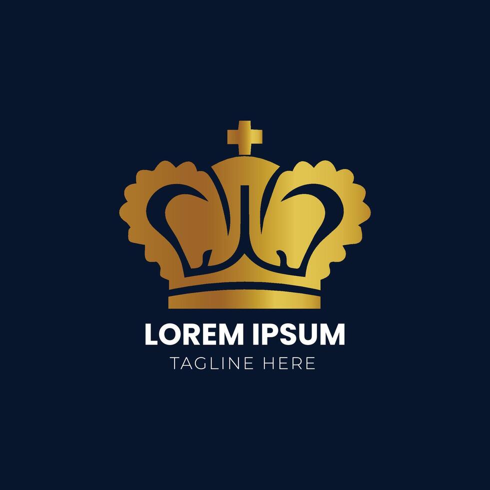 Golden Crown With Gradient Mesh, Vector Illustration