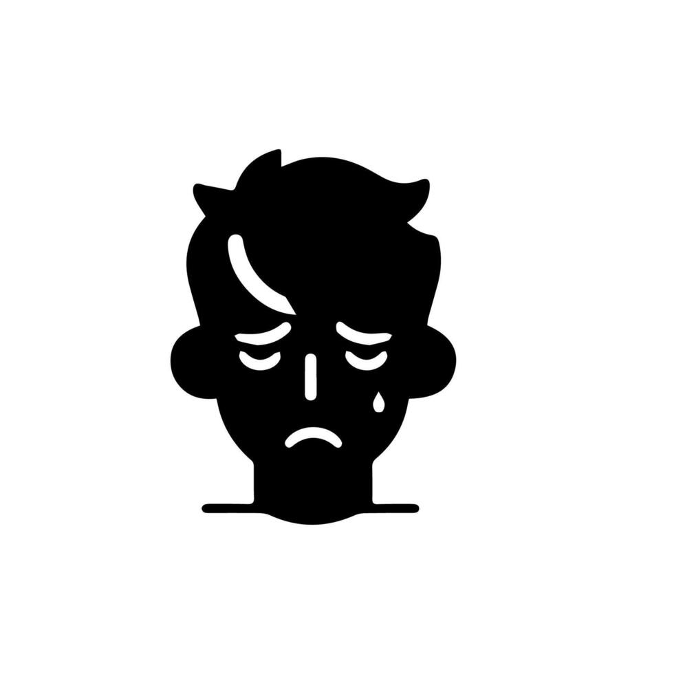Silhouette of Very sad man alone on white background, Depressed young man vector