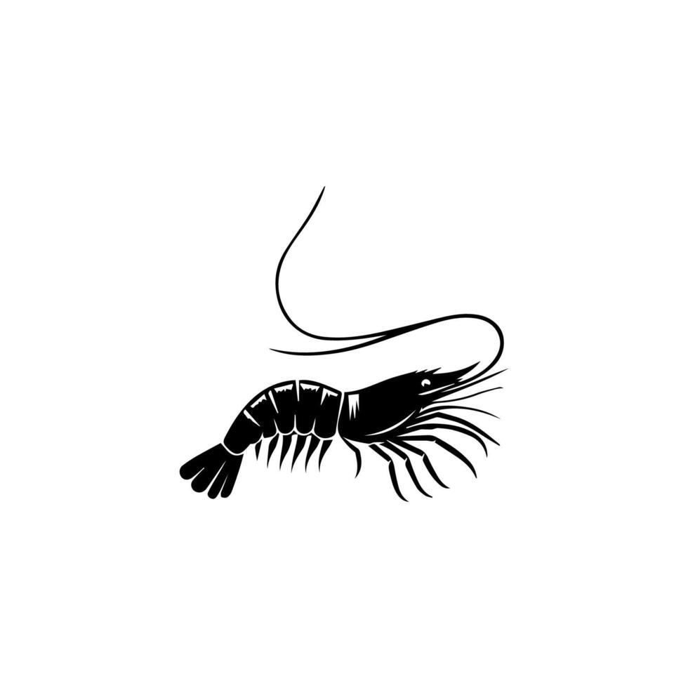 Shrimp sea Caridea animal engraving vector illustration. Scratch board style imitation. Black and white hand drawn image.