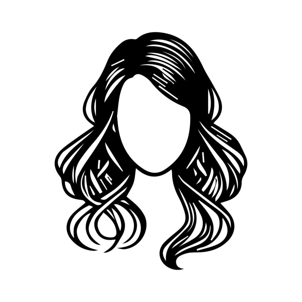 Woman head silhouette, face profile, vignette. Hand drawn vector illustration, isolated on white background. Design for invitation, greeting card, vintage style.