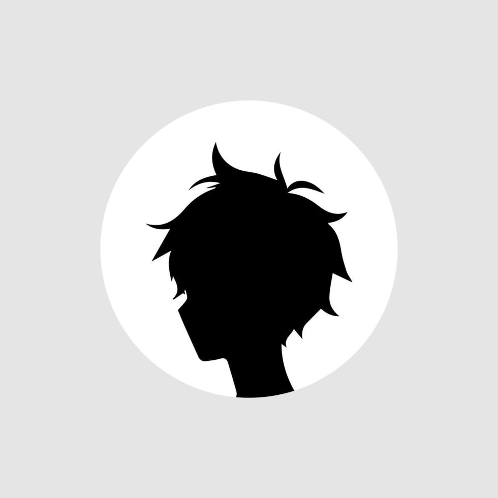 silhouette illustration of a boy in anime style vector