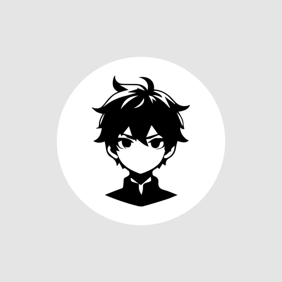 silhouette illustration of a boy in anime style vector