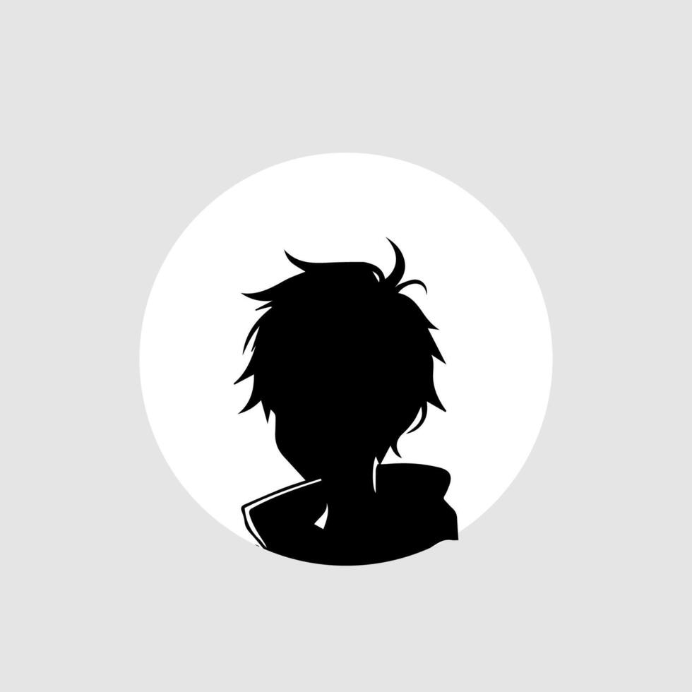silhouette illustration of a boy in anime style vector