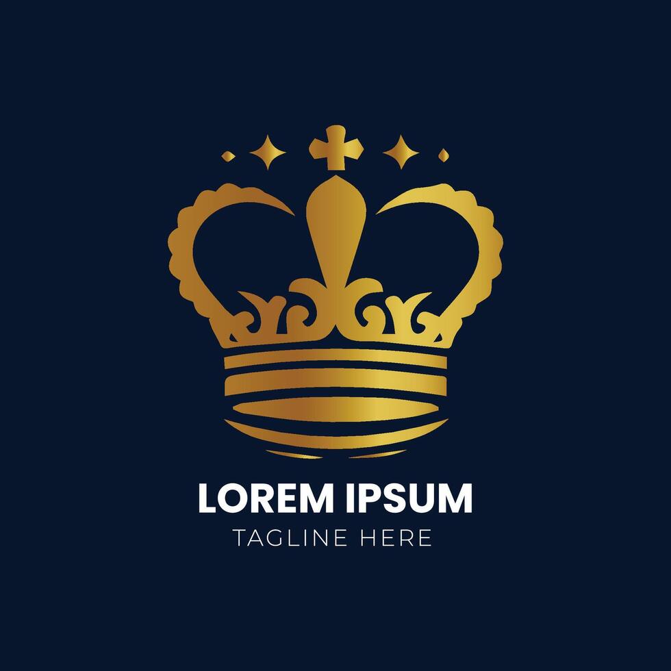 Golden Crown With Gradient Mesh, Vector Illustration