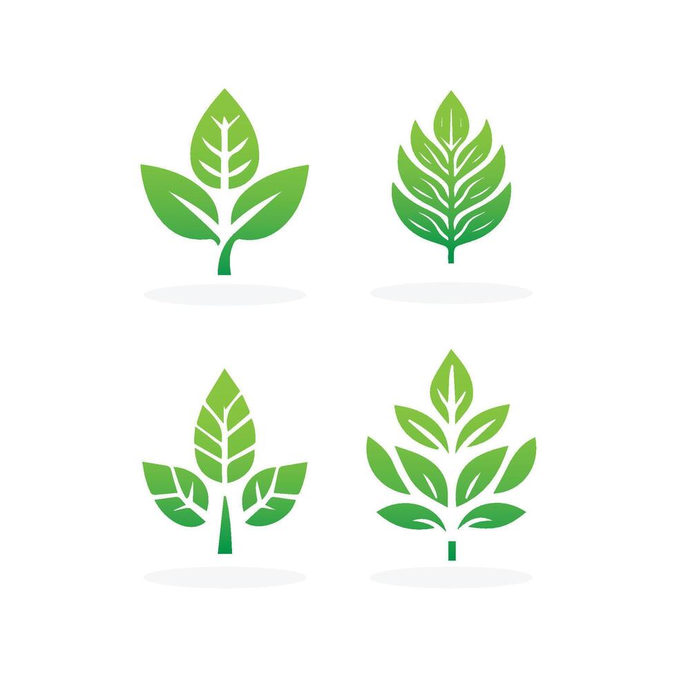 conjunto de verde hoja icono vector ilustraciones. paisaje diseño, jardín, planta, naturaleza y ecología vector logo. ecología contento vida logotipo concepto icono. vector ilustración, gráfico diseño gratis vector