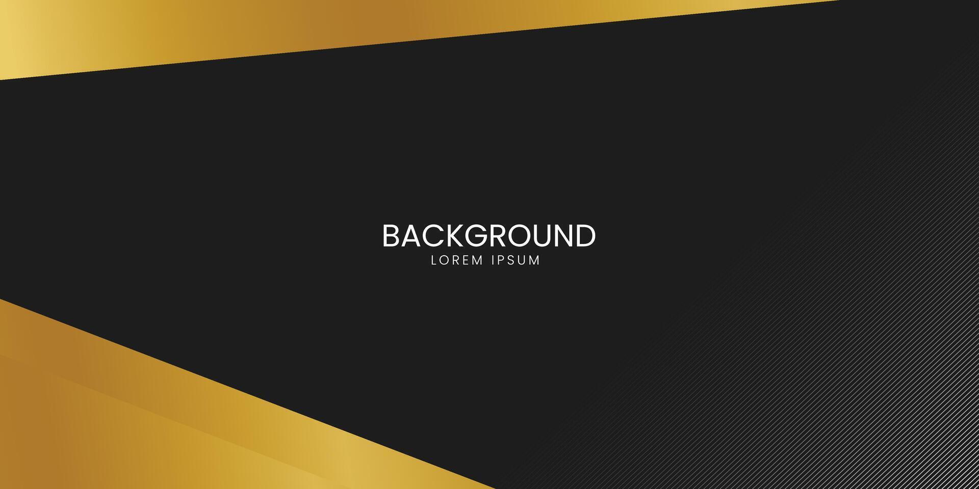 Black premium background with luxury dark golden geometric elements. Rich background for poster, banner, flyer etc. Vector EPS