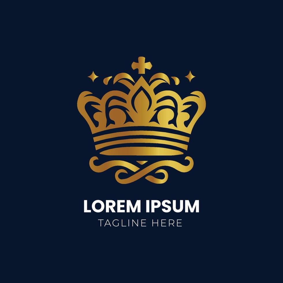 Golden Crown With Gradient Mesh, Vector Illustration