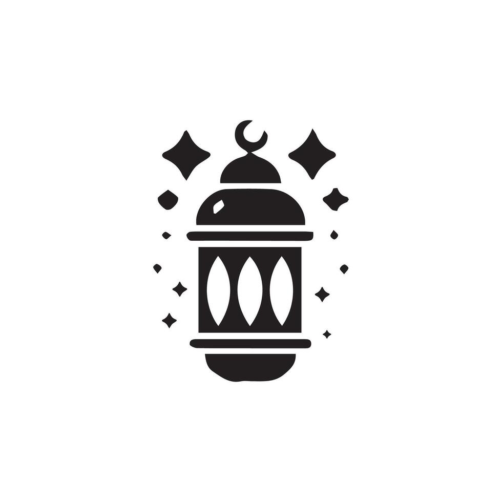 Ramadan Lantern Symbol Monochrome Background Vector Illustration