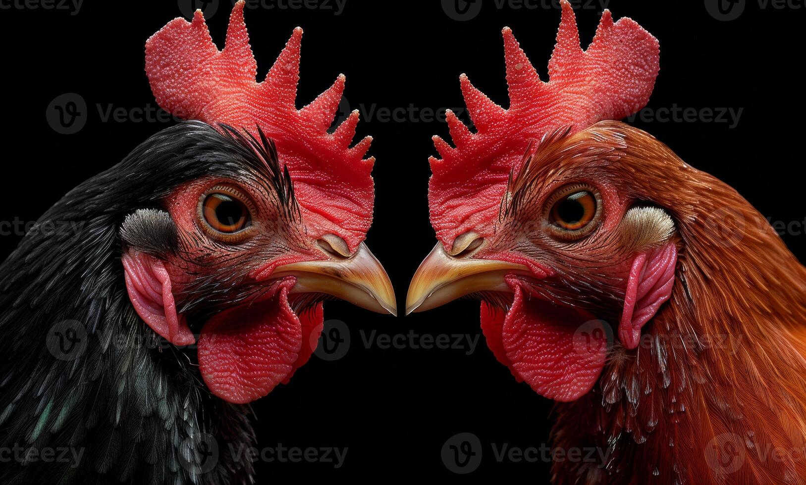 AI generated Two roosters facing each other photo