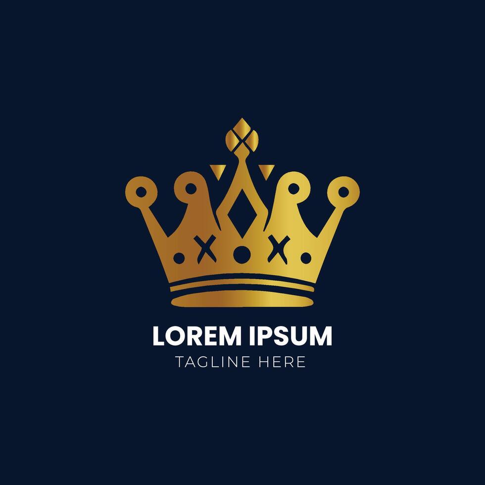Golden Crown With Gradient Mesh, Vector Illustration