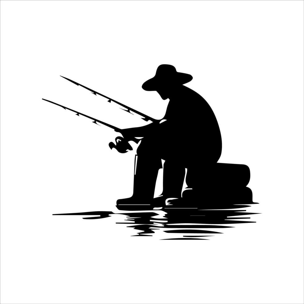 fisherman. Fisher throws spinning vector