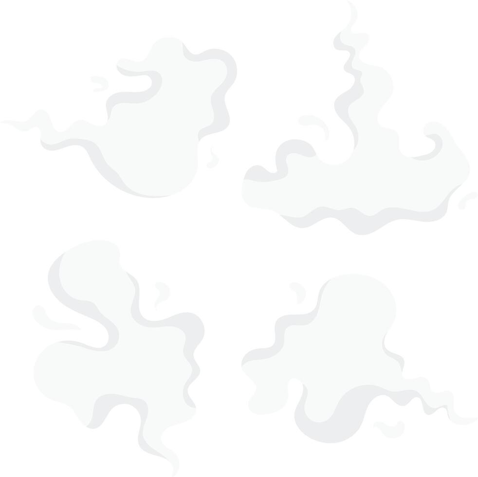 Cartoon Smoke Cloud in Abstract Design Style. Isolated on White Background, Vector Illustration.