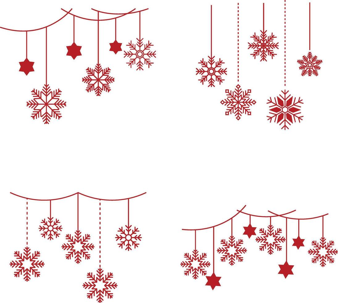 Christmas Snowflakes Hanging Decoration. For New Year Background. Vector Illustration