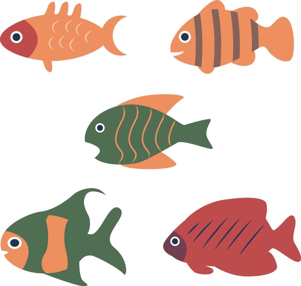 Adorable Fish Illustration. Hand Drawn Style. Isolated on White Background vector