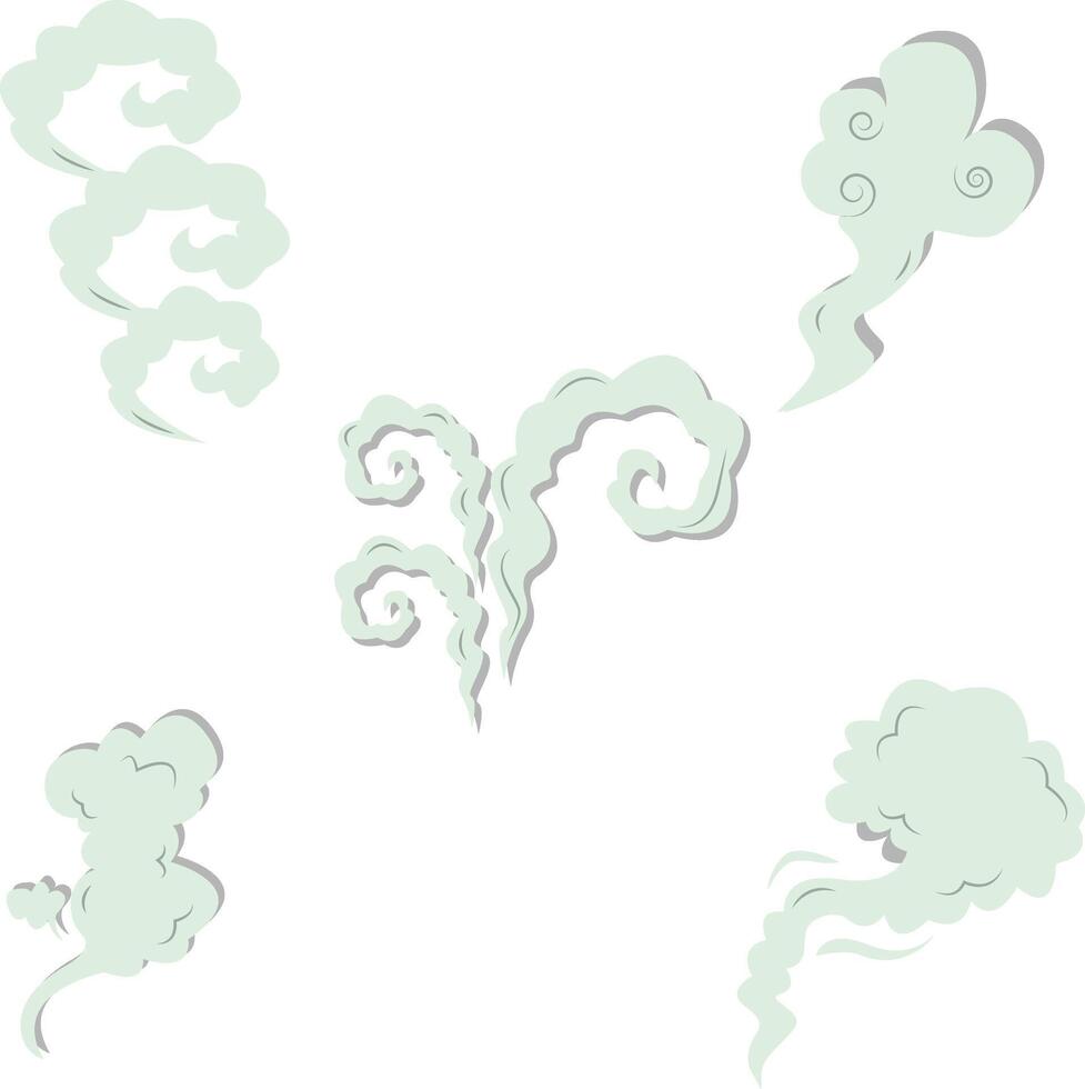 dibujos animados fumar nubes elementos. con diferente formas, aislado vector colocar.