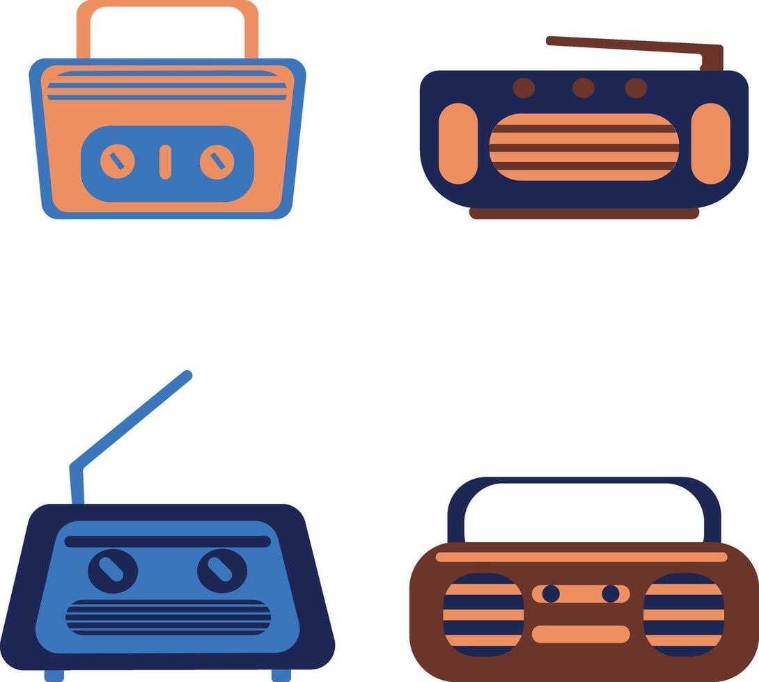 Old Radio Stereo Icon. with Classic Cartoon Design. Isolated Vector Set.