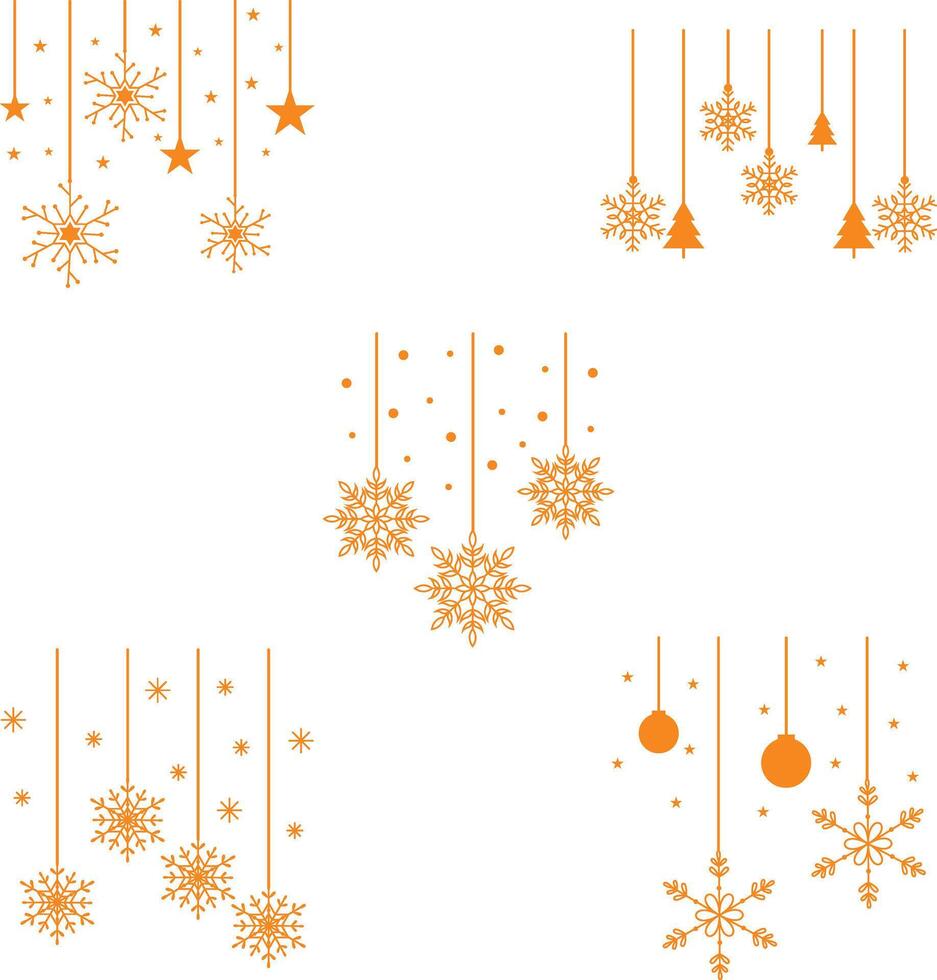 Christmas Snowflakes Hanging with Flat Design Style. vector