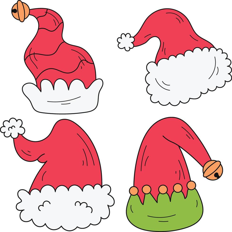 Christmas Santa Hat For New Year Celebration. Isolated Vector Icon