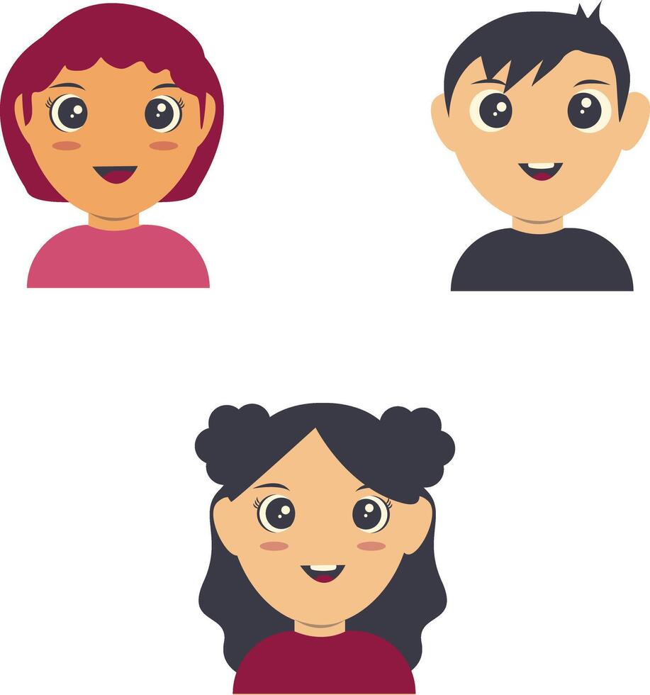 Set of Children Avatars. Cartoon Characters. Isolated Vector Illustration