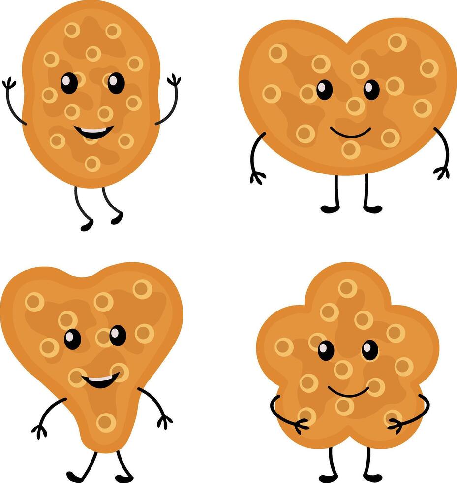 mundo Galleta icono recopilación. plano dibujos animados personaje. aislado en blanco antecedentes vector